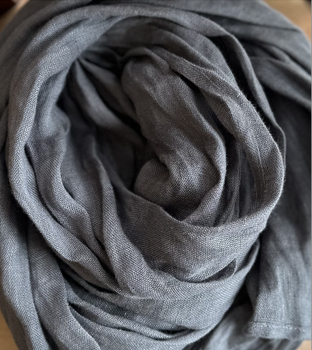 Duży szal z lnianej mgiełki - antracyt