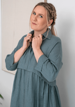 Lniana suknia Jutrzenka - rękaw 3/4