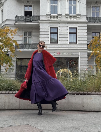 Sukienka lniana Fene - wibrujący fiolet