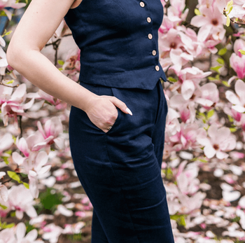 Lniane spodnie damskie o kroju chino