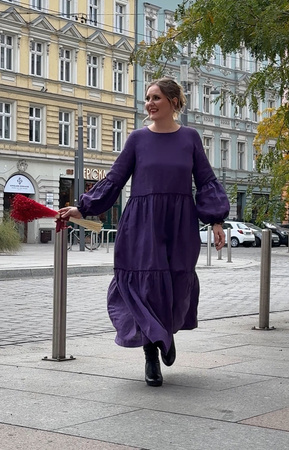 Sukienka lniana Fene - wibrujący fiolet