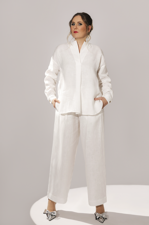 Lniane spodnie o luźnym kroju 