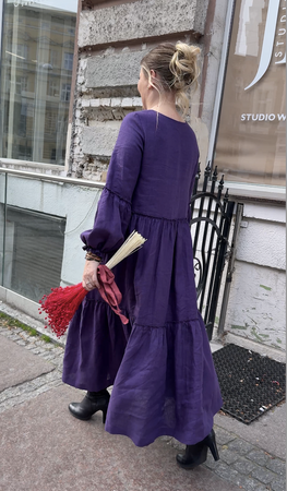 Sukienka lniana Fene - wibrujący fiolet