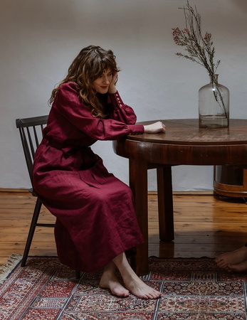 Suknia lniana Anna Shirley - wino