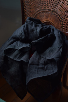 Duży szal z lnianej mgiełki - czarny