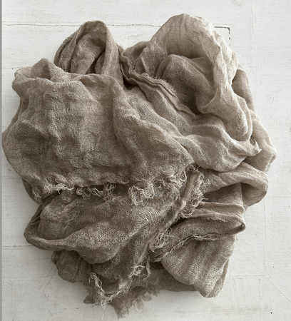 Babie lato - szal z lnianej pajęczynki - kolor naturalny beż