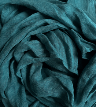 Duży szal z lnianej mgiełki - kolor morskie fale