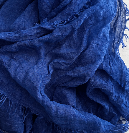 Babie lato - szal z lnianej pajęczynki - kobalt