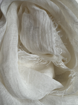 Babie lato - szal z lnianej pajęczynki - śmietanka