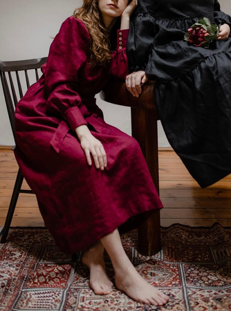 Suknia lniana Anna Shirley - wino