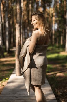 Duży ręcznik lniany wafel 70x135