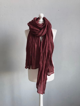 Duży szal z lnianej mgiełki - bordo