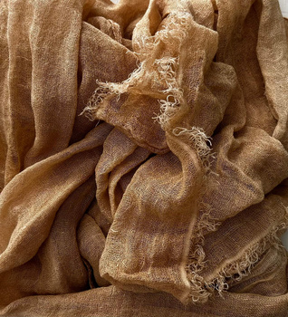 Babie lato - szal z lnianej pajęczynki - kolor karmelek