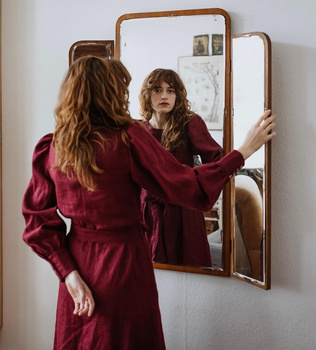 Suknia lniana Anna Shirley - wino