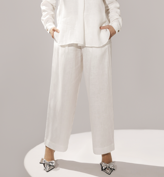 Lniane spodnie o luźnym kroju 