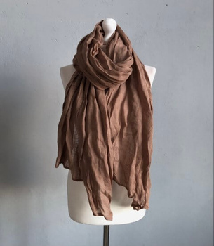 Duży szal z lnianej mgiełki - kolor cappuccino
