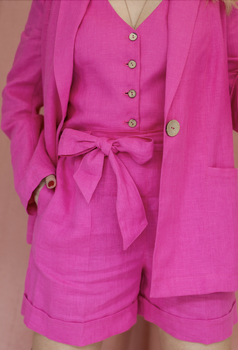 Lniane szorty damskie z paskiem