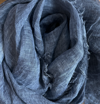 Babie lato - szal z lnianej pajęczynki - blue jeans